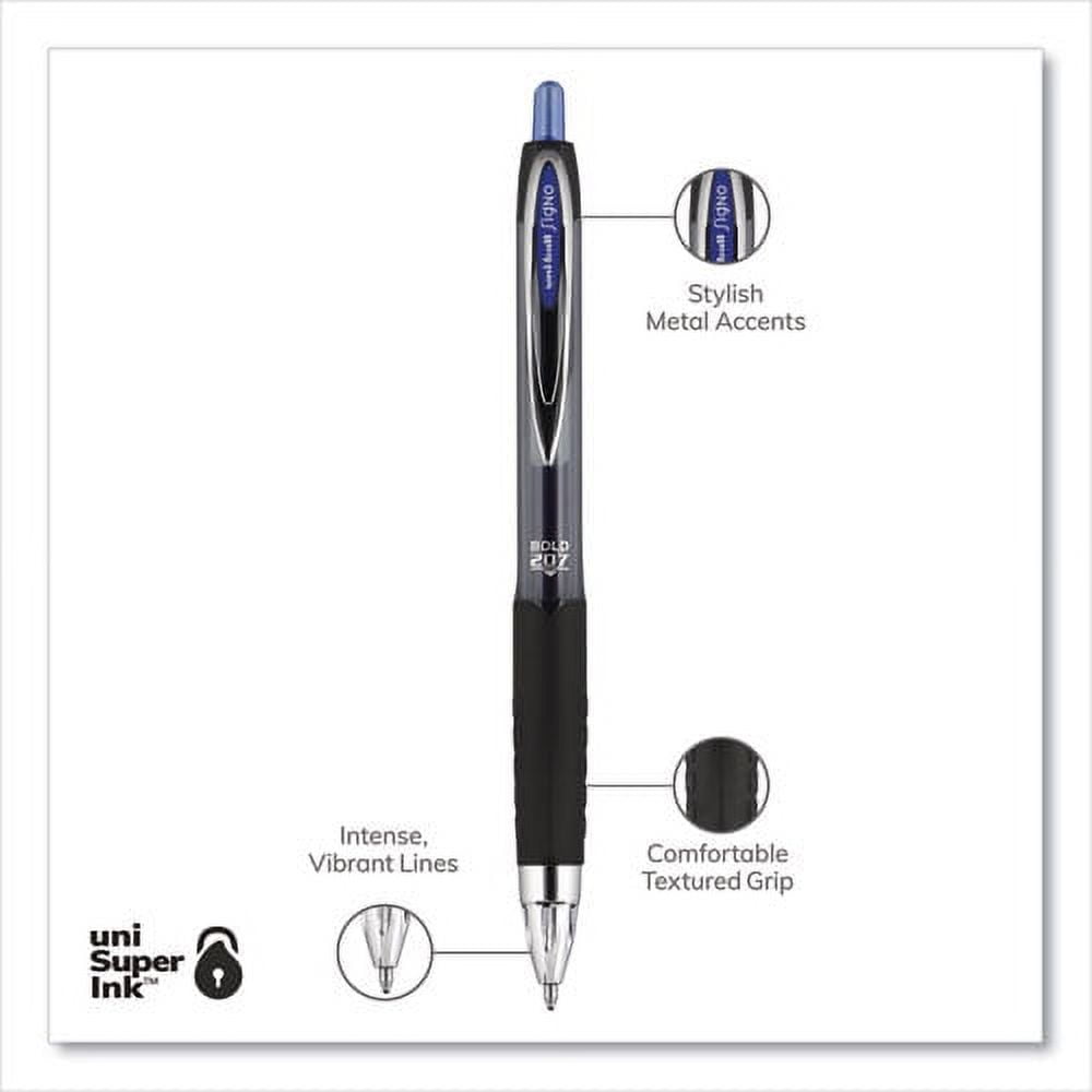 Signo 207 Gel Pen, Retractable, Bold 1 Mm, Blue Ink, Black/blue Barrel, Dozen | Bundle of 2 Dozen