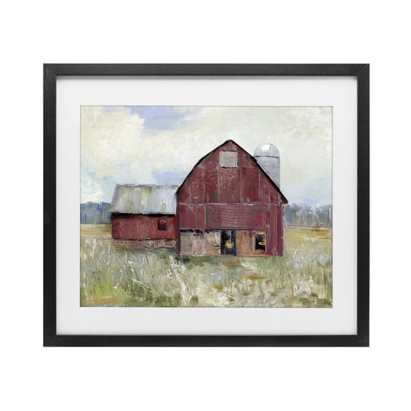Stupell Industries Farmhouse Red Rugged Barn Black Framed Print Under Glass, 16 x 13, by Sally Swatland