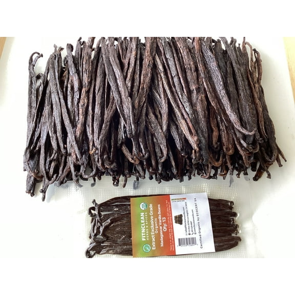 13 Organic Madagascar Vanilla Beans Extract Exclusive Grade B. 4.5"- 5.5" by FITNCLEAN VANILLA. Dry Bulk Bourbon Whole NON-GMO Pods