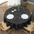 thumbnail image 3 of Black White Halloween Skull Bat Moon Pattern Round Tablecloth 60"x60",Wrinkle Wipeable Table Cloth for Kitchen Dining Room Picnic Patio Party, 3 of 6