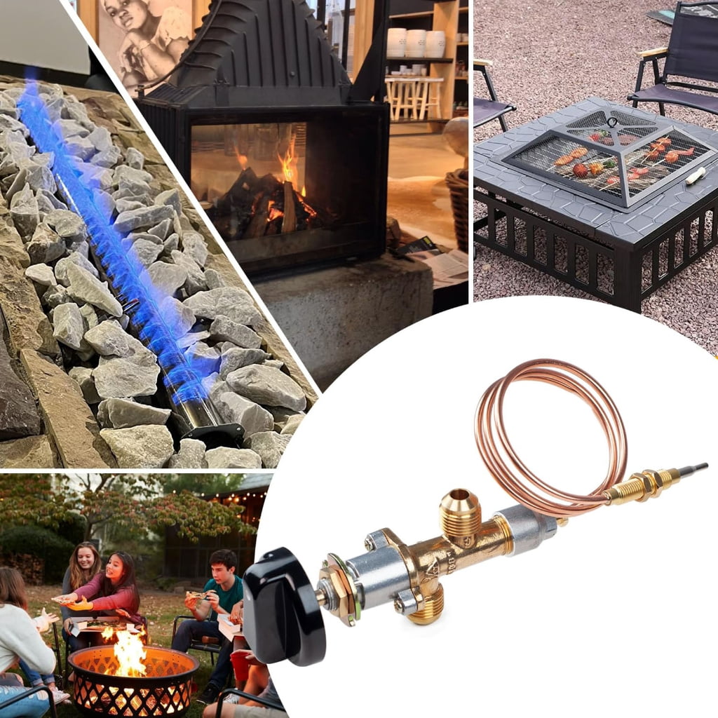 Sinyiin 5Pieces Gas Control Valves and Electrode Igniter Set Metal Texture for Fire Pits