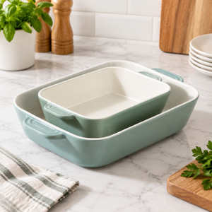 Ceramic Baking Dish Set 4+1qt Casserole Lasagna Pan 2pack