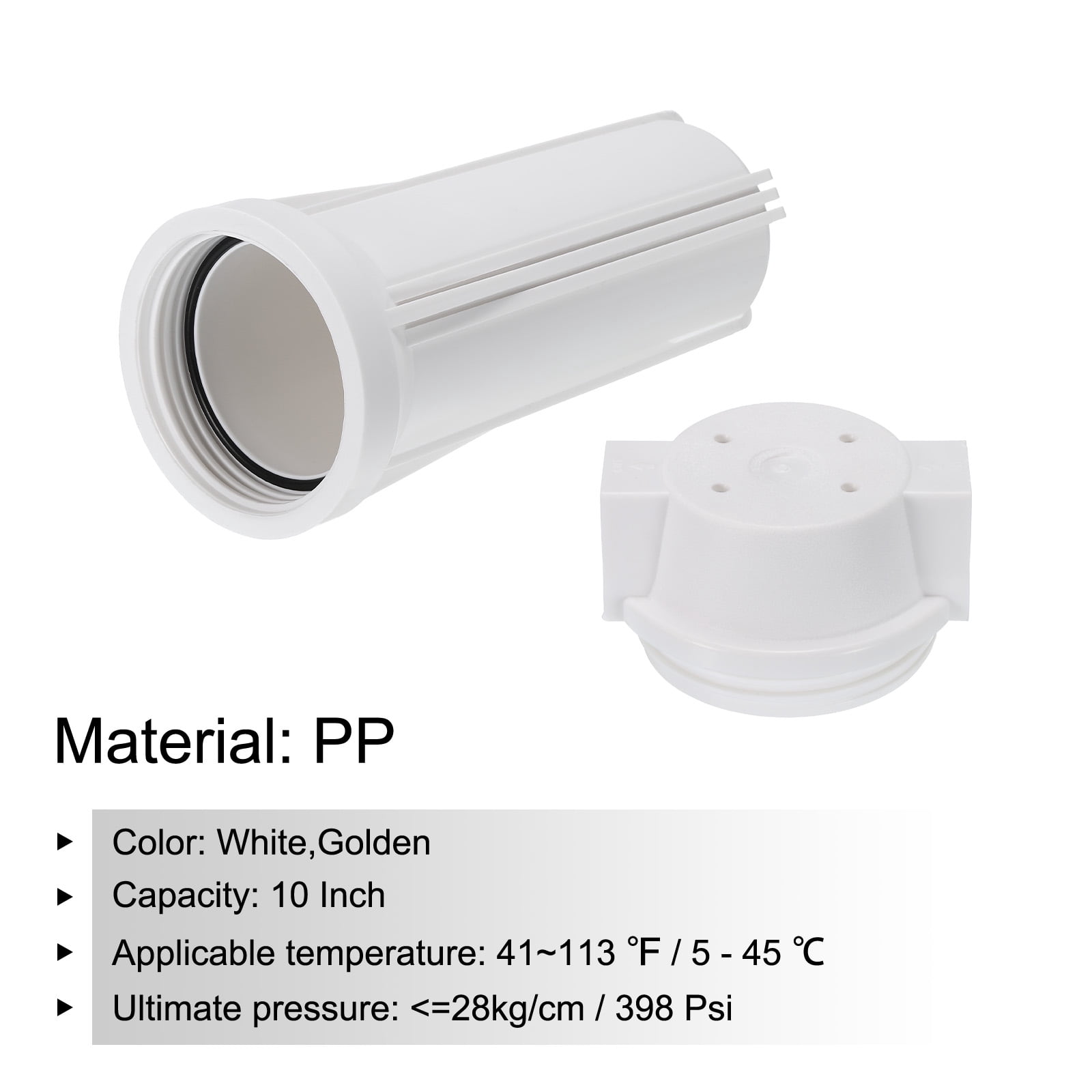 Uxcell Water Filter Housing 10" Whole House Filtration System 1/2 Inch Inlet/Outlet Golden Port for Kitchen