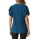 thumbnail image 3 of BLUSA CASUAL SUELTA DE MANGA CORTA CON VOLANTES Y ESCOTE EN V PARA MUJERES INSPIRADA EN CHIC XL AZUL OSCURO, 3 of 6
