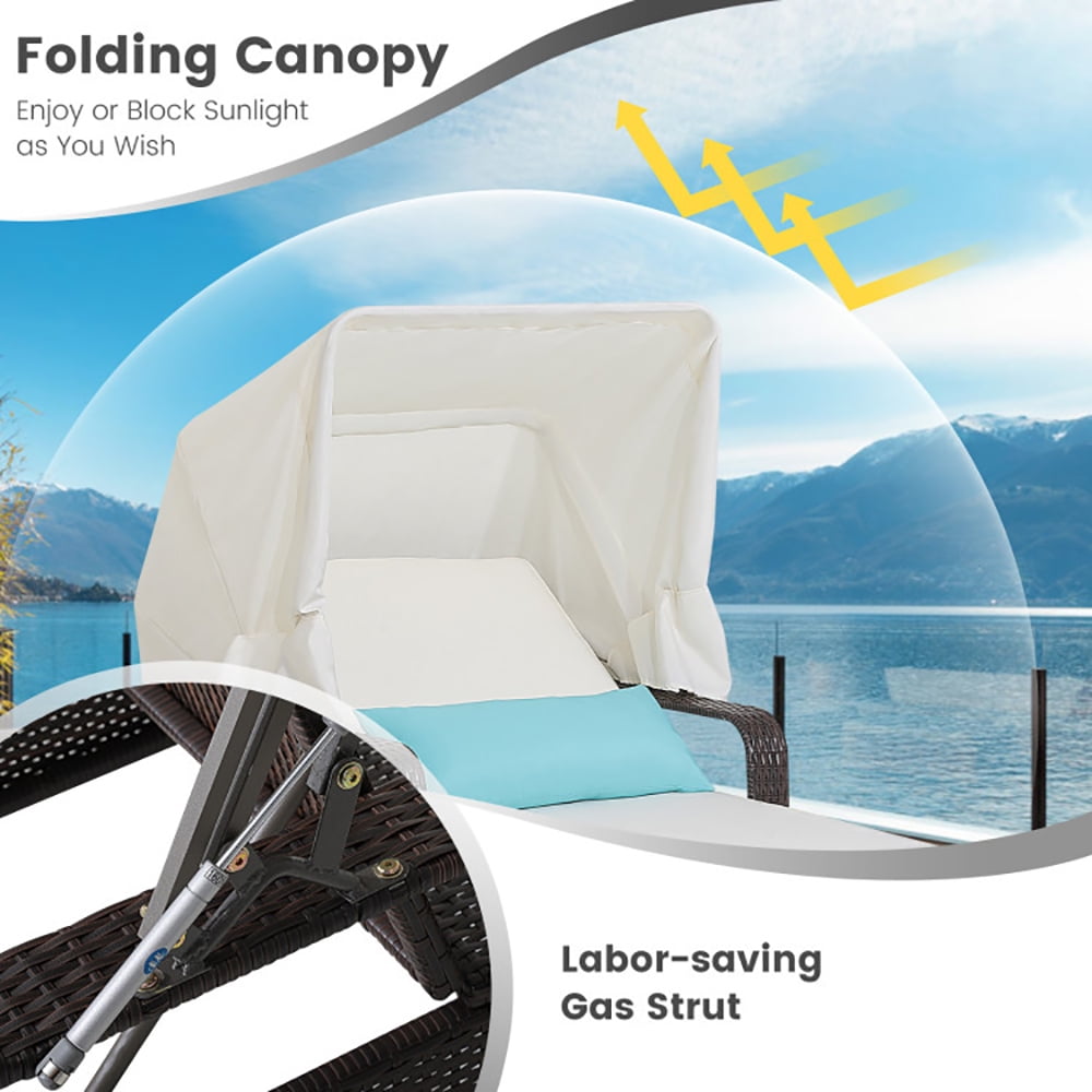 Aimee Lii Outdoor Chaise Lounge Chair and Table Set with Folding Canopy and Armrests, Patio Loungers Aimee Lii Outdoor Chaise Lounge Chair and Table Set with Folding Canopy and Armrests, Patio Loungers