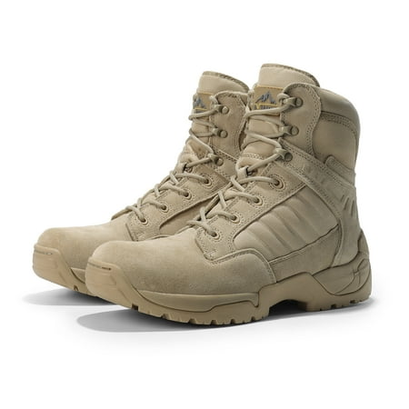 

NORTIV 8 Mens Hiking Combat Ankle Boots Side Zipper Military Tactical Work Boots SAND Size 9