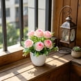 thumbnail image 4 of Rosa Artificial En Maceta: Arreglo Floral Artificial Realista En Maceta Blanca para Centro de Mesa En El Hogar, Oficina, Sala de Estar y Decoración de Bodas., 4 of 6