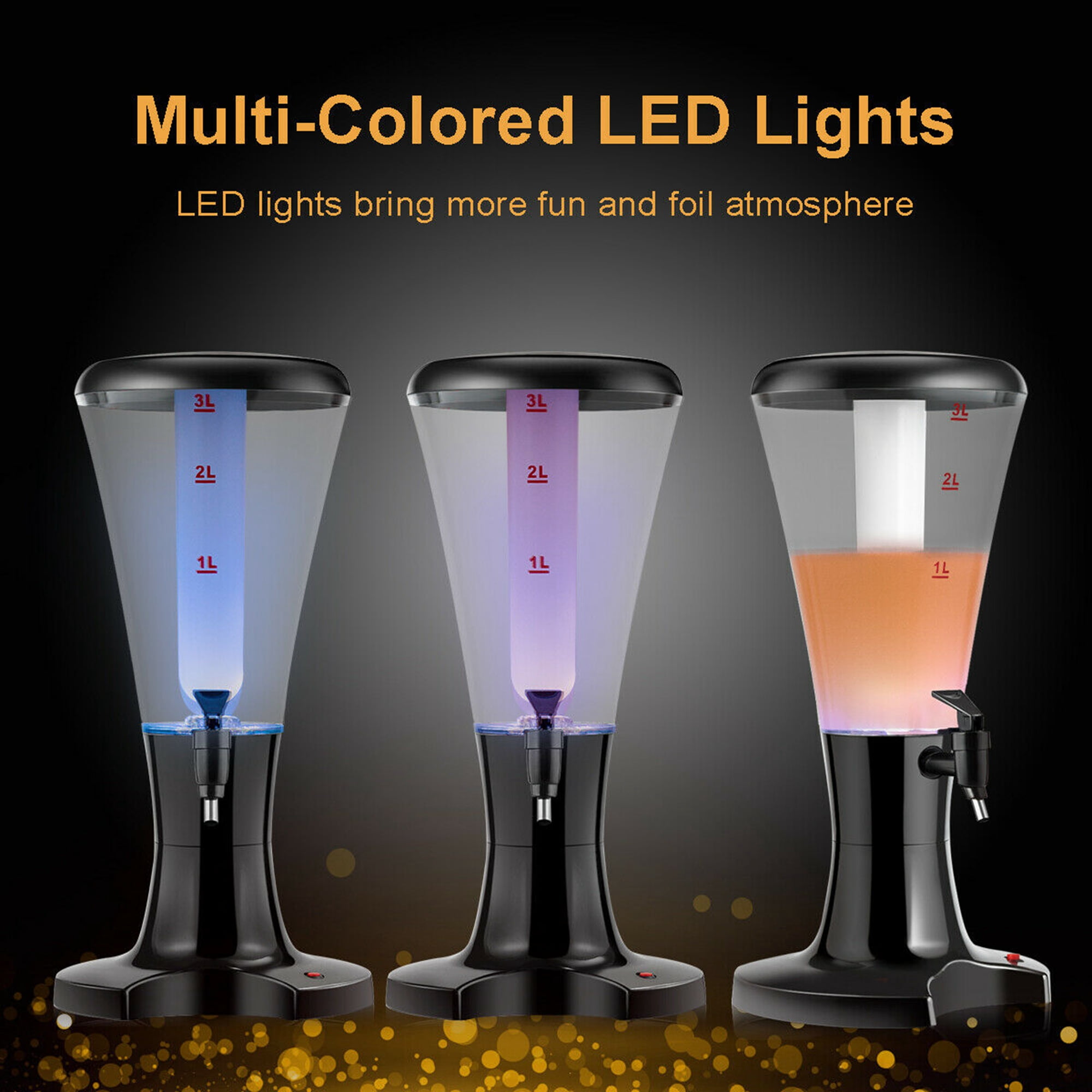 Costway Set of 2 Cold Draft Beer Tower Dispenser 3L Plastic w/LED Lights New