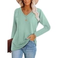 thumbnail image 1 of Womens T Shirts Short Sleeve V Neck Plain Summer Tops, 1 of 4