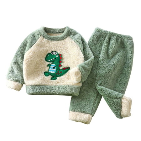 

Toddler Girl Outfits Winter Long Sleeve Cartoon Dinosaur Prints Tops Pants Two Pieces Clothes Set Baby Clothes Green 12 Months-18 Months