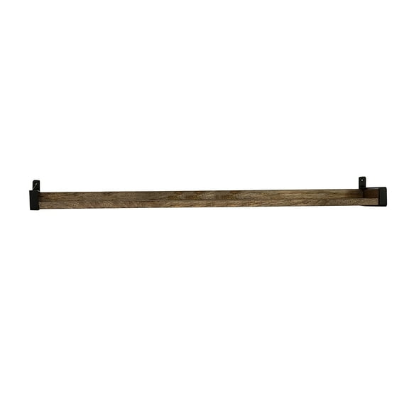 InPlace Mango Wood Industrial Iron Bracket Ledge Shelf, 48Wx5Dx3.5H, Driftwood