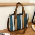 thumbnail image 4 of JeashCHAT Canvas Striped Tote Bag for Women, Large Capacity Shoulder Bag Handbag, Ladies Fashionable Casual Crossbody Bag for Travel, Work, 4 of 9