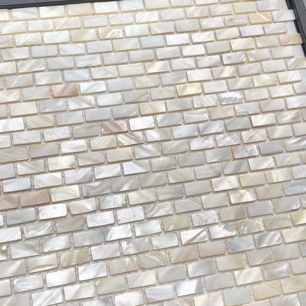 Mosaico de concha de nácar blanco sin costuras para salpicaduras de baño/cocina (3 hojas)