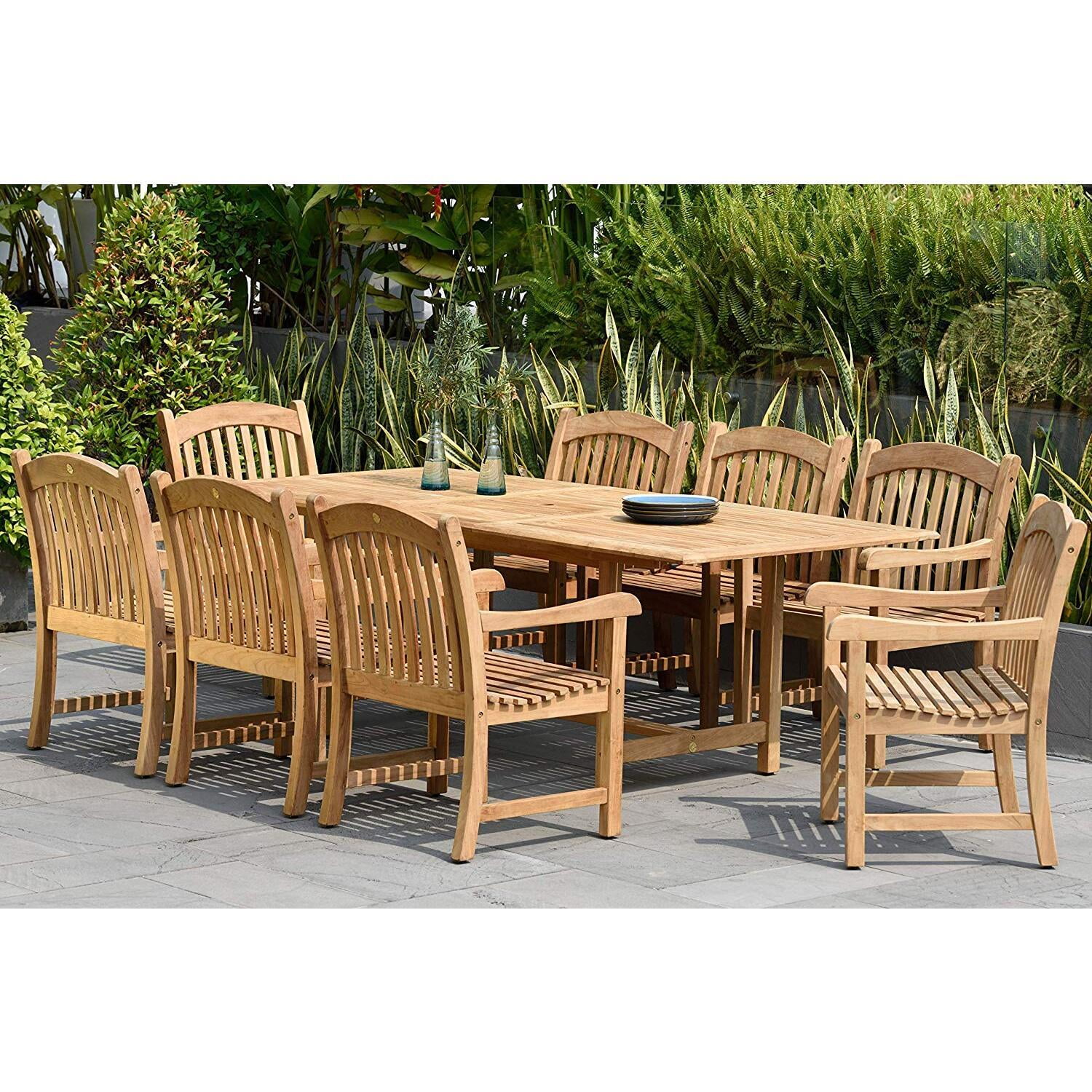 International Home Miami Newcastle 9 Piece Teak Extendable Rectangular