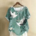 thumbnail image 1 of Weiqiqre Chemises pour Femmes Col Rond Manches Courtes Tunique à Boutons T-shirt Blouse, 1 of 4