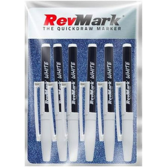 RevMark Industrial Marker - White Ink - Standard Tip - 6 Pack, Made in the USA. Bright Ink perfect for metal, pvc, pipe wood and replaces a paint marker.