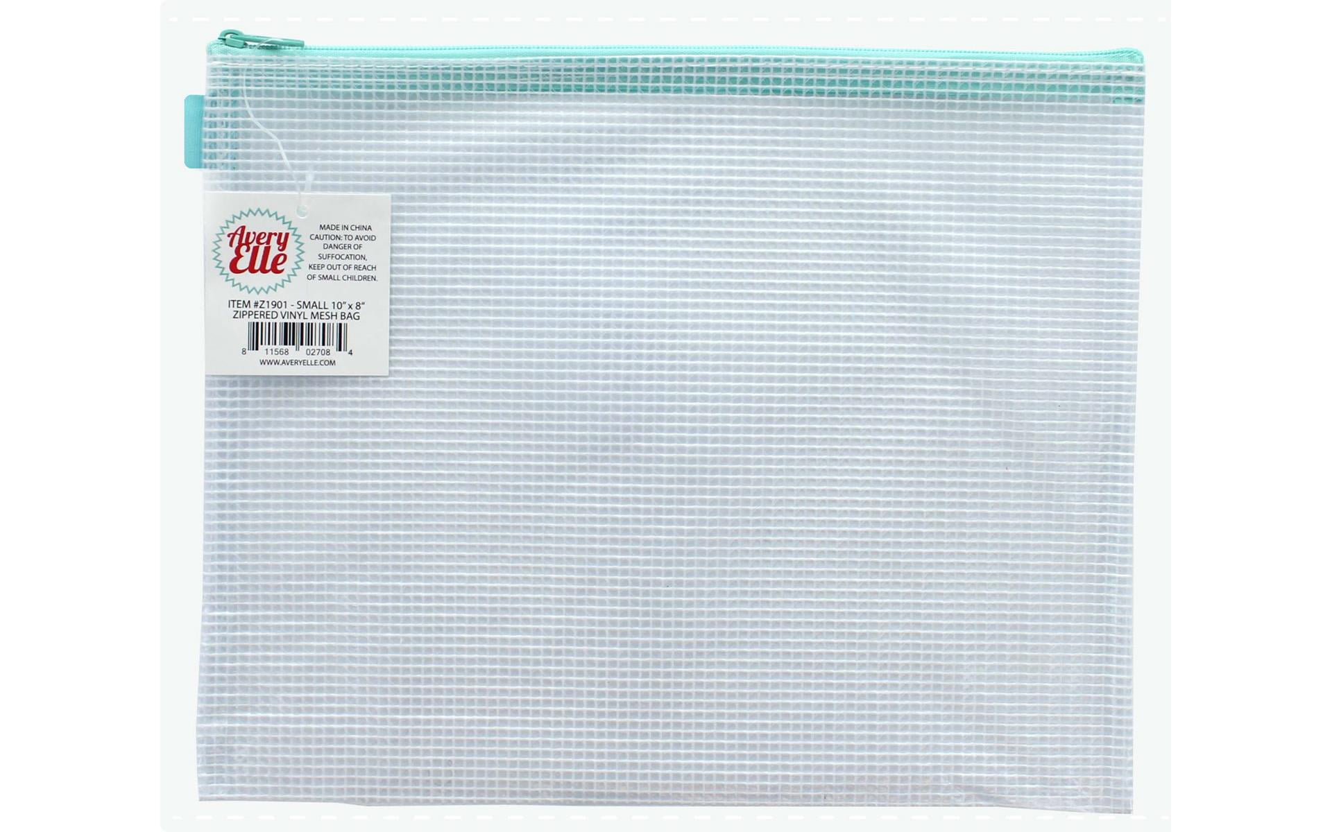 Z1901 AVERY ELLE ZIPPERED VINYL MESH POUCH SMALL AQUA