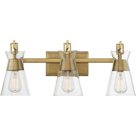 3 Light Vanity Light in Mid-Century Modern Style-9.5 inches Tall and 24 inches Wide-Warm Brass Finish Bailey Street Home 159-Bel-4636359