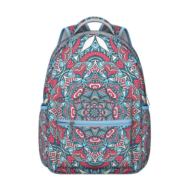 Sac à Dos Étudiant Imprimé Mandala Confortable et Résistant à l'Usure avec Design Psychédélique Bohème et Abstrait