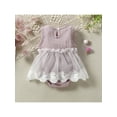 thumbnail image 4 of Chollius Newborn Baby Girl Dress Casual Solid Color Sleeveless Love Heart Bowknot Lace Tulle Triangle Jumpsuit, 4 of 9