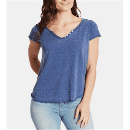 William Rast Women's Cooper Henley T-Shirt Blue Size X-Large
