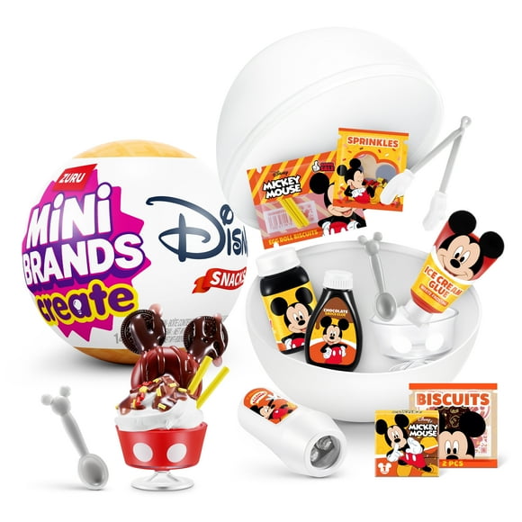 Mini Brands Create Disney Snacks Série 1 Capsule de ZURU, Mini objets de collection sous licence, emballage mystère aveugle, bricolage, artisanat, jeu de résine, nouveauté, collectionneurs, 8+