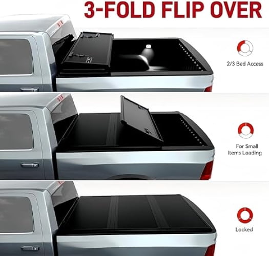 Hard Tri-Fold Truck Bed Tonneau Cover Compatible with 2004-2014 Ford F-150 8ft (96") Bed