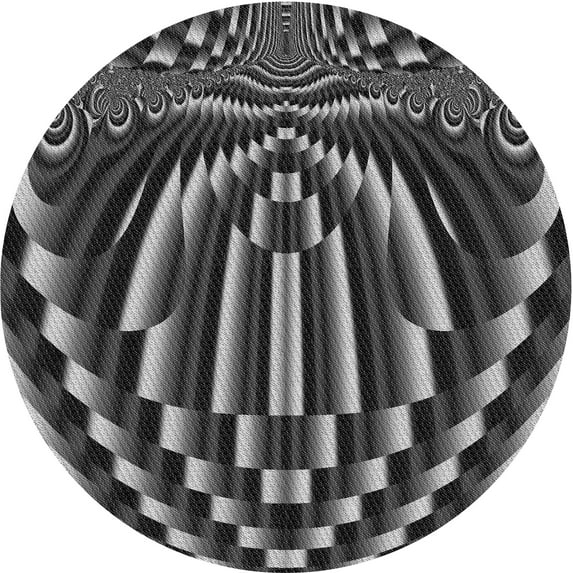 Ahgly Company Machine Washable Indoor Round Transitional Charcoal Black Area Rugs, 6' Round