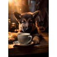 thumbnail image 3 of Póster acogedor de perro y café, pintura en lienzo, arte de pared, imagen de pared para sala de estar, café nórdico, cocina, habitación, decoración del hogar, regalos, 3 of 5