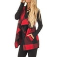 thumbnail image 3 of Sleeveless Cardigan, Polyester Skin Friendly Fashionable Comfortable Printed Pattern Sleeveless Coat  For Women For Party Red,Plaid, 3 of 6