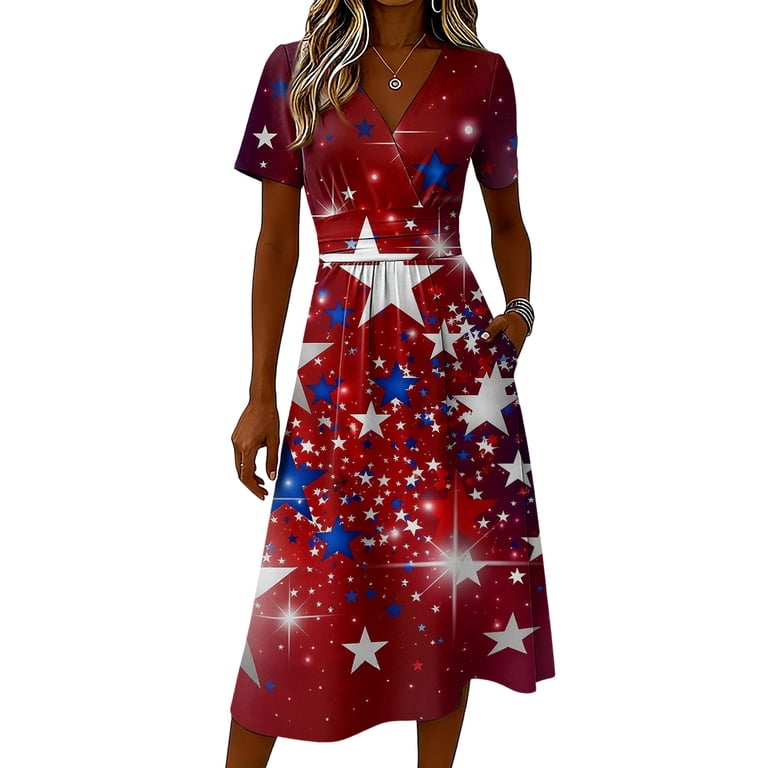 250th Anniversary Usa Dresses for Women Plus Size American Flag