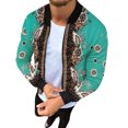 thumbnail image 1 of TAIAOJING Men's Hoodie, Male Winter Floral Print Slit Pocket Jacket Long Sleeve Zipper Fly Pocket Jacket Coat, 1 of 5