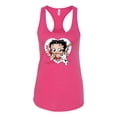 thumbnail image 2 of Wild Bobby, Betty Boop Heart Blowing Kiss Dog Betty Boop Ladies Racerback Tank Top, Raspberry, Medium, 2 of 5