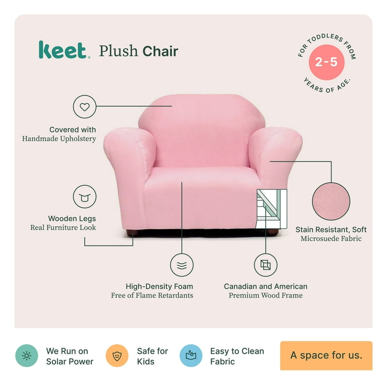 Plush Keet Children s Chair Pink with accent pillow Walmart