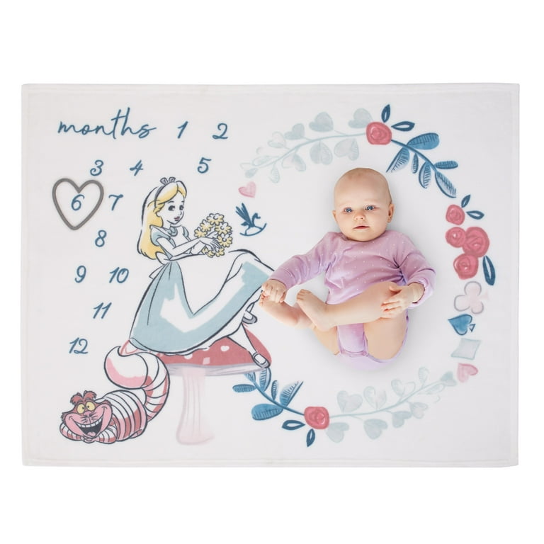 Disney Alice in Wonderland Milestone Baby Blanket, Plush Fabric