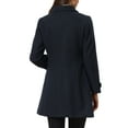 thumbnail image 3 of INSPIRE CHIC Women's Classic Single Breasted Winter Long Trenchcoat with Pockets L Dark Blue, 3 of 6