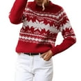 thumbnail image 2 of Vintage Christmas Sweaters for Women 2025 Long Sleeve Crewneck Color Block Knitted Pullover Sweater Jumper Tops, 2 of 8