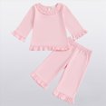 thumbnail image 2 of NOLDARES Infant Girls Cute Fall Winter Clothing Outfits 2 Piece Print Long Sleeve Round Neck Sweatshirt and Joggers Clothes(Red,2-3 Y), 2 of 7