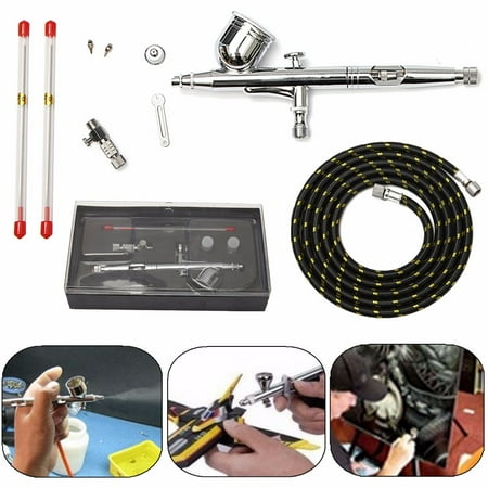 Airbrush Kit Compressor Nail Art Dual-Action Gravity Feed Spray Air Brush Gun Set Hobby car painting Paint (Best Air Compressor For Painting Cars)