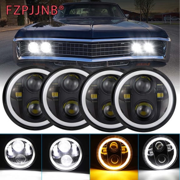 FZPJJNB For Cadillac DeVille 1962-1974 - 5.75" 5-3/4 inch LED Headlights Hi/Lo Beam DRL,Pack of 4,F4