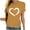 Yellow, variant on Valentines Day Tops for Women Heart-shaped Printed Summer Short Sleeve Tshirt Casual Round Neck Shirts Loose Comfy Tees