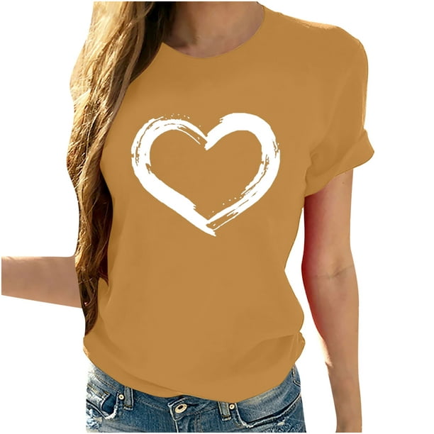 Giftesty Womens Plus Size Clearance Women Short Sleeves O-Neck Heart ...