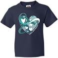 thumbnail image 3 of Inktastic Cervical Cancer Awareness Teal and White Ribbon Around Heart Youth T-Shirt, 3 of 5