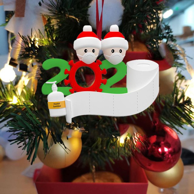 Memorable 2020 árbol de Navidad colgante colgante adornos personalizados adorno familiar decoración Navidad superviviente conjunto de decoración 2 personas Soledad Llavero de decoradores de festivales