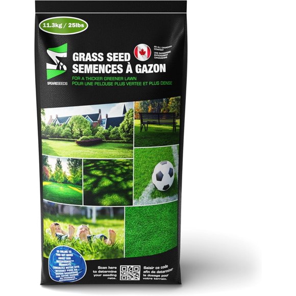 Eco Solutions Graines de Gazon de Qualité Supérieure - Mélange Éprouvé et Prouvé depuis 40 Ans, Option Économique pour Nouvelles Pelouses, Sursemis, Zones Ensoleillées et Ombragées - Graines de Gazon pour Pelouse Canada. (25, Livres)