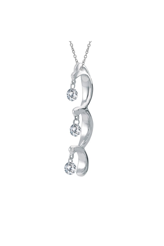 14K White Gold Dashing Diamonds Pendant with 18" Chain