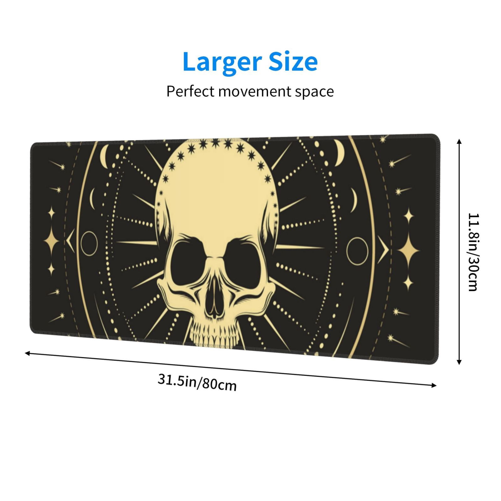 Skull Magic Moon Phases Vintage Mouse Pad Extended Large Gaming Mousepad Non-Slip Rubber Big Keyboard Desk Mat 31.5 X 11.8 Inch