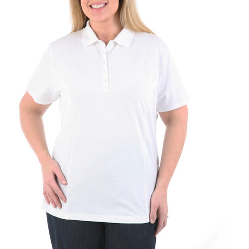 women's plus size white polo shirt