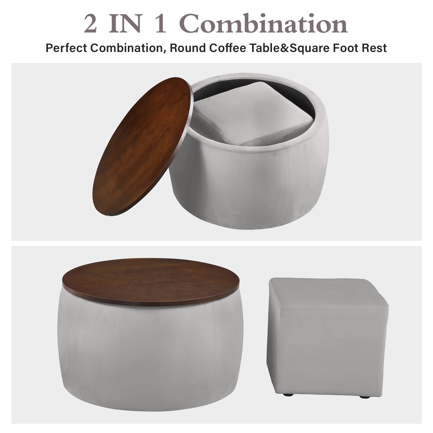 Round coffee table ottoman combo deals