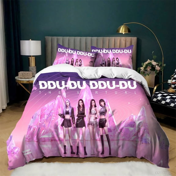 Blackpink Duvet Cover Set 3pcs Soft Comfortable Duvet Cover with Zipper Closure Lightweight Bedding Set for All Season